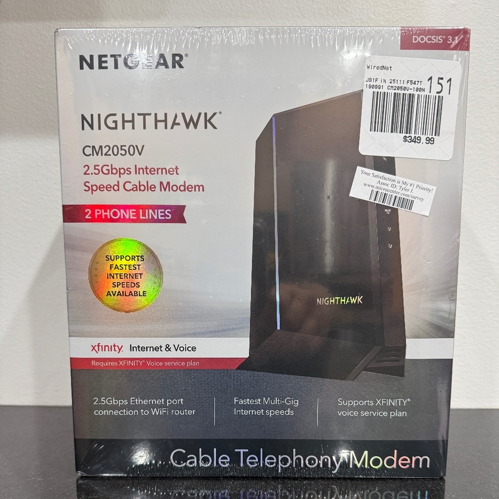 NETGEAR Nighthawk Black 2.5Gbps Cable Modem CM2050V